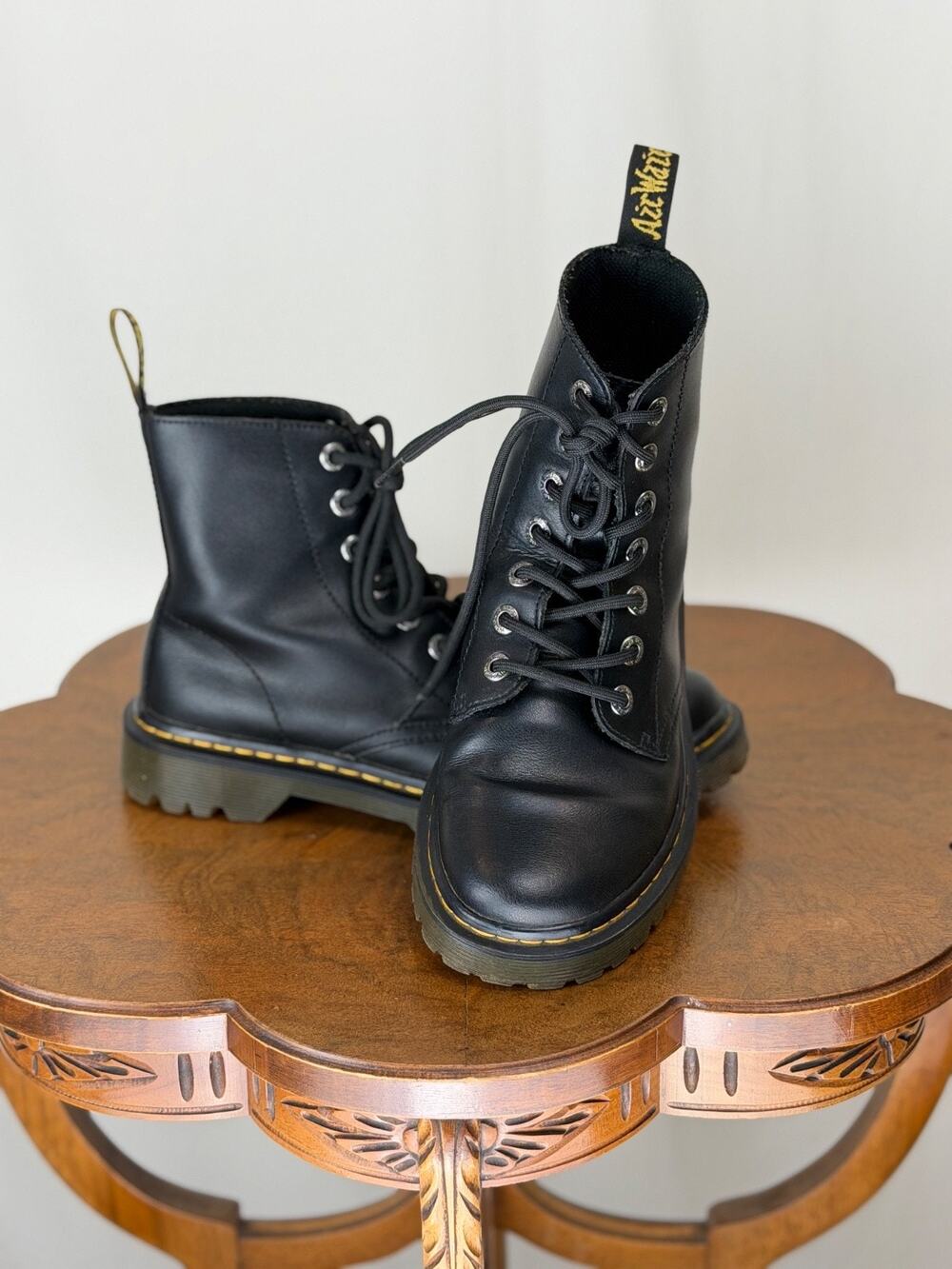 Dr. Martens Luana Black Lace Up Combat Boot US Women's 7 #0112